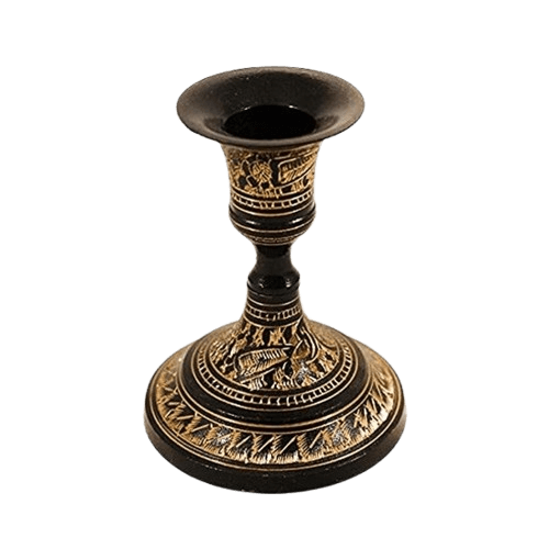 BRASS HAND ENGRAVING CHAMBERSTICK CANDLE HOLDER